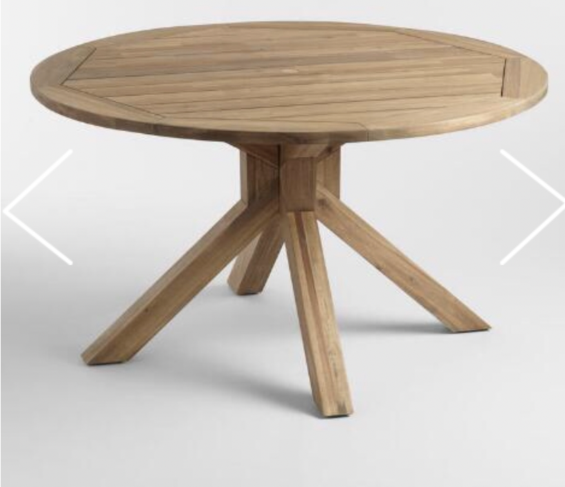 Round outdoor wood dining table