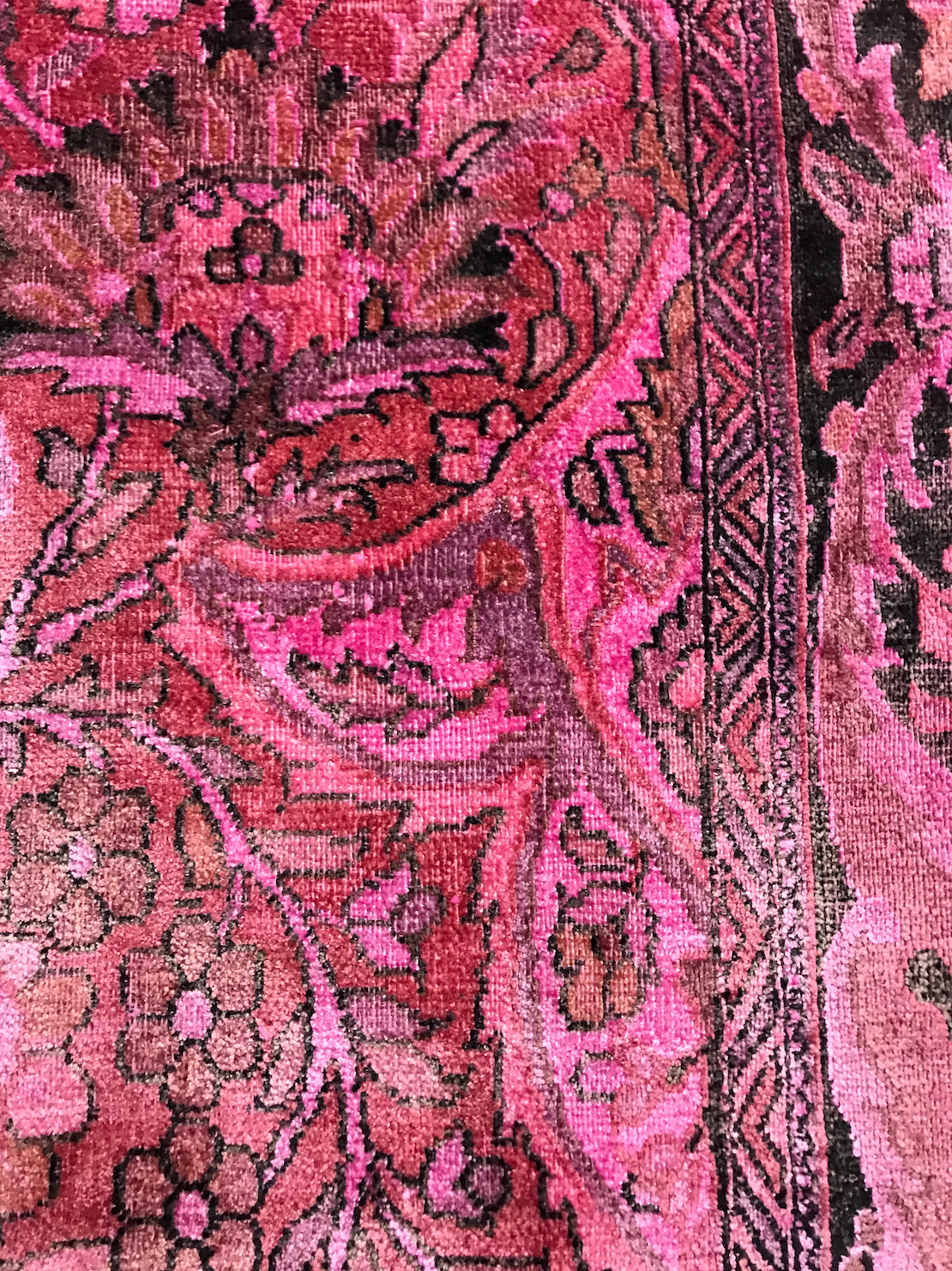 Vintage silk over dyed rug in pink