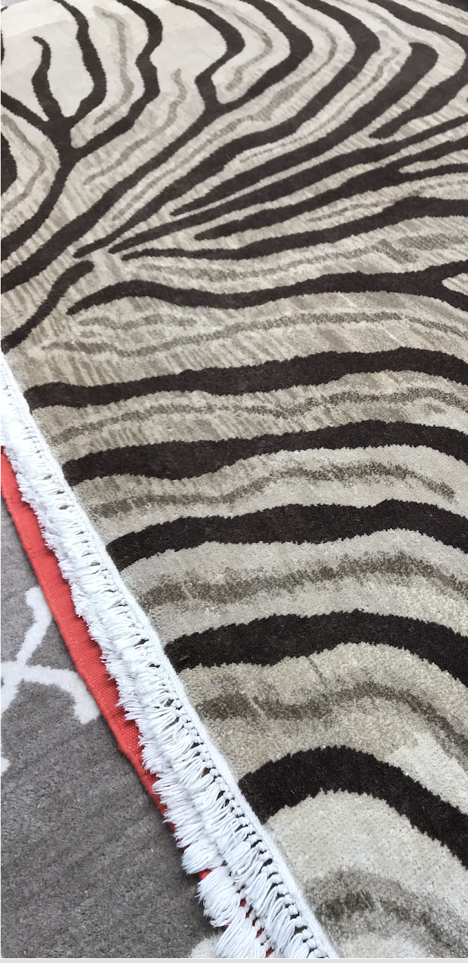 Zebra wool rug in tan and browns