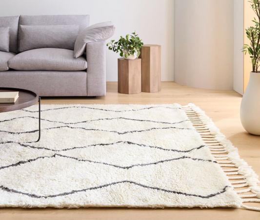 5x8 Souk wool rug in cream and brown