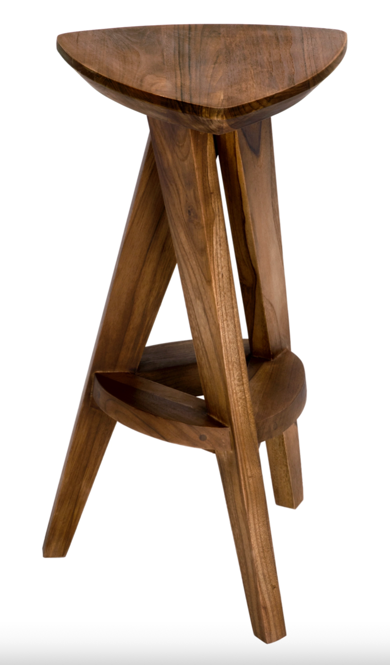 Teak twist counter stool