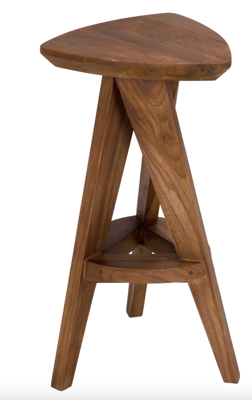 Teak twist counter stool