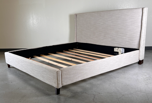 Light gray upholstered King bed frame
