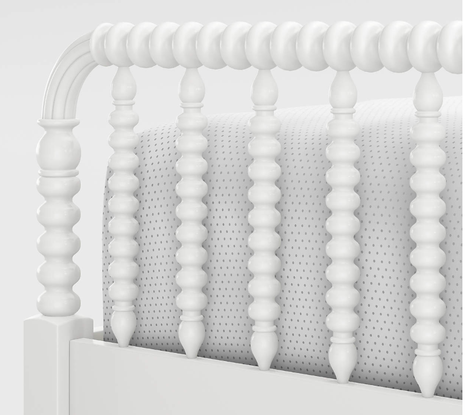White wood spindle twin bed