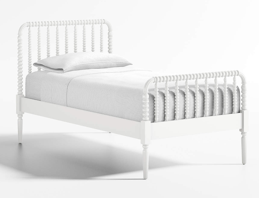 White wood spindle twin bed