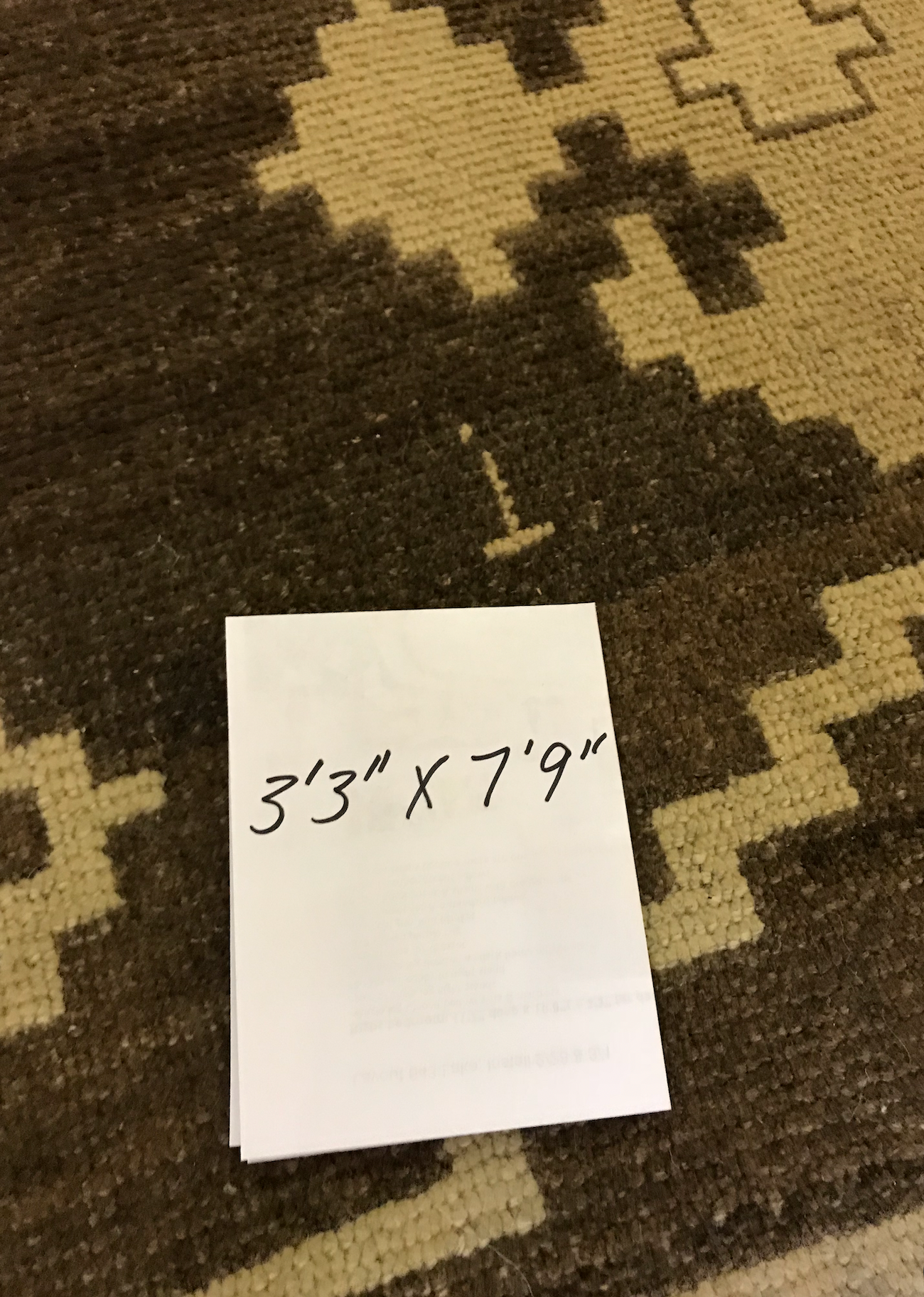 3'3"x7'9" Vintage Mid-century runner, brown and tan