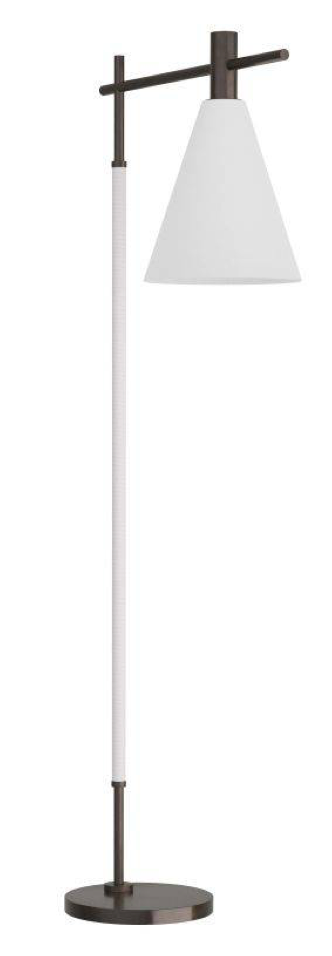 Vanua task light, opal glass shade, white leather wrapped stem