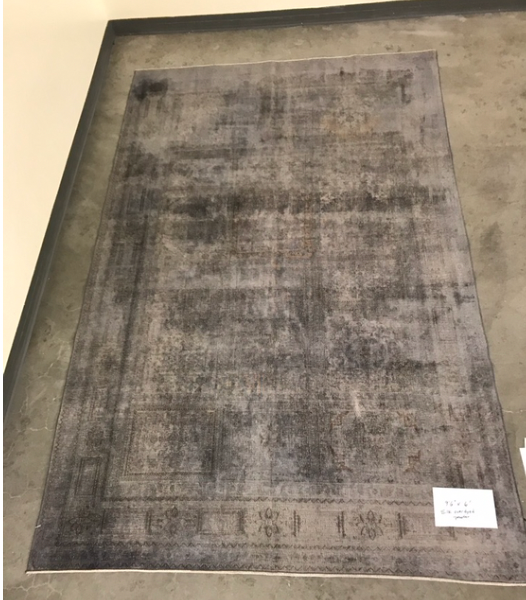 9'6" x 6' pewter 100% silk over dyed rug