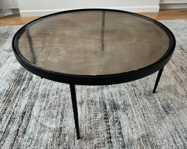 Yoko art glass nesting tables in smoky rose brown