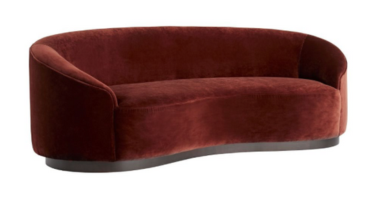 84" paprika velvet curved sofa