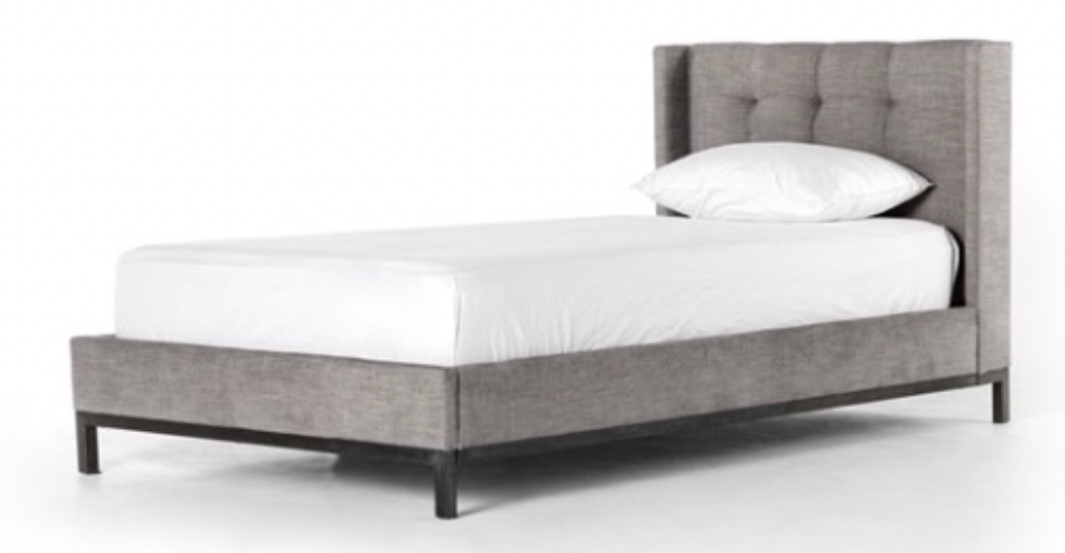 Gray tufted upholstered twin bed