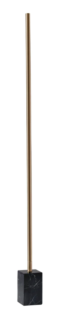 Felix tall skinny wall washer lamp, black base, brushed steel pole