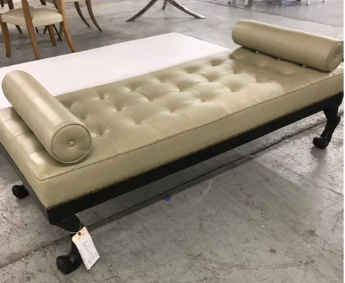 Thibault leather bench with claw feet