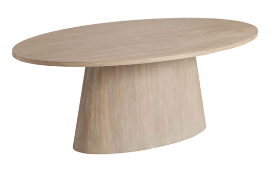 80" gray wash oval pedestal dining table