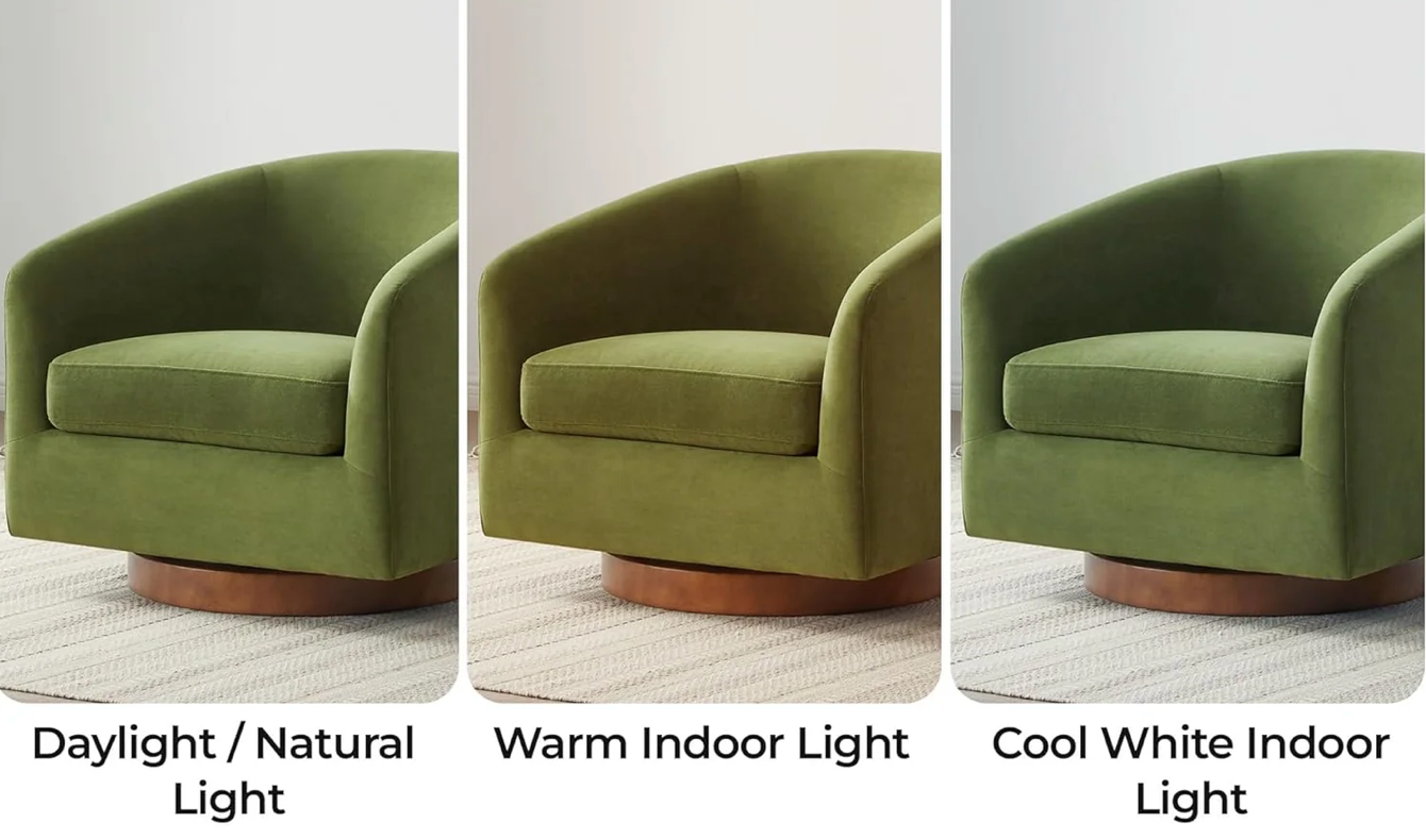 Green velvet swivel chair