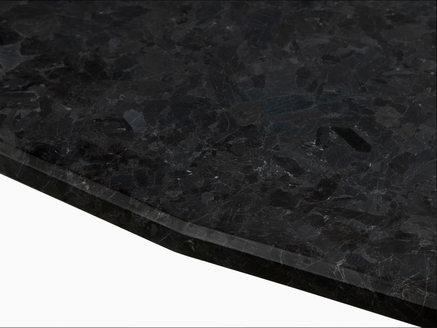 Mineral Console, black steel frame, Nordic black antique granite top