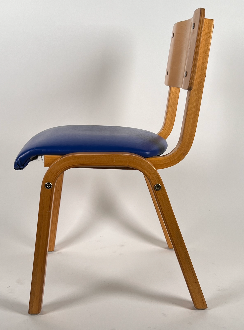 Vintage child chair with blue seat