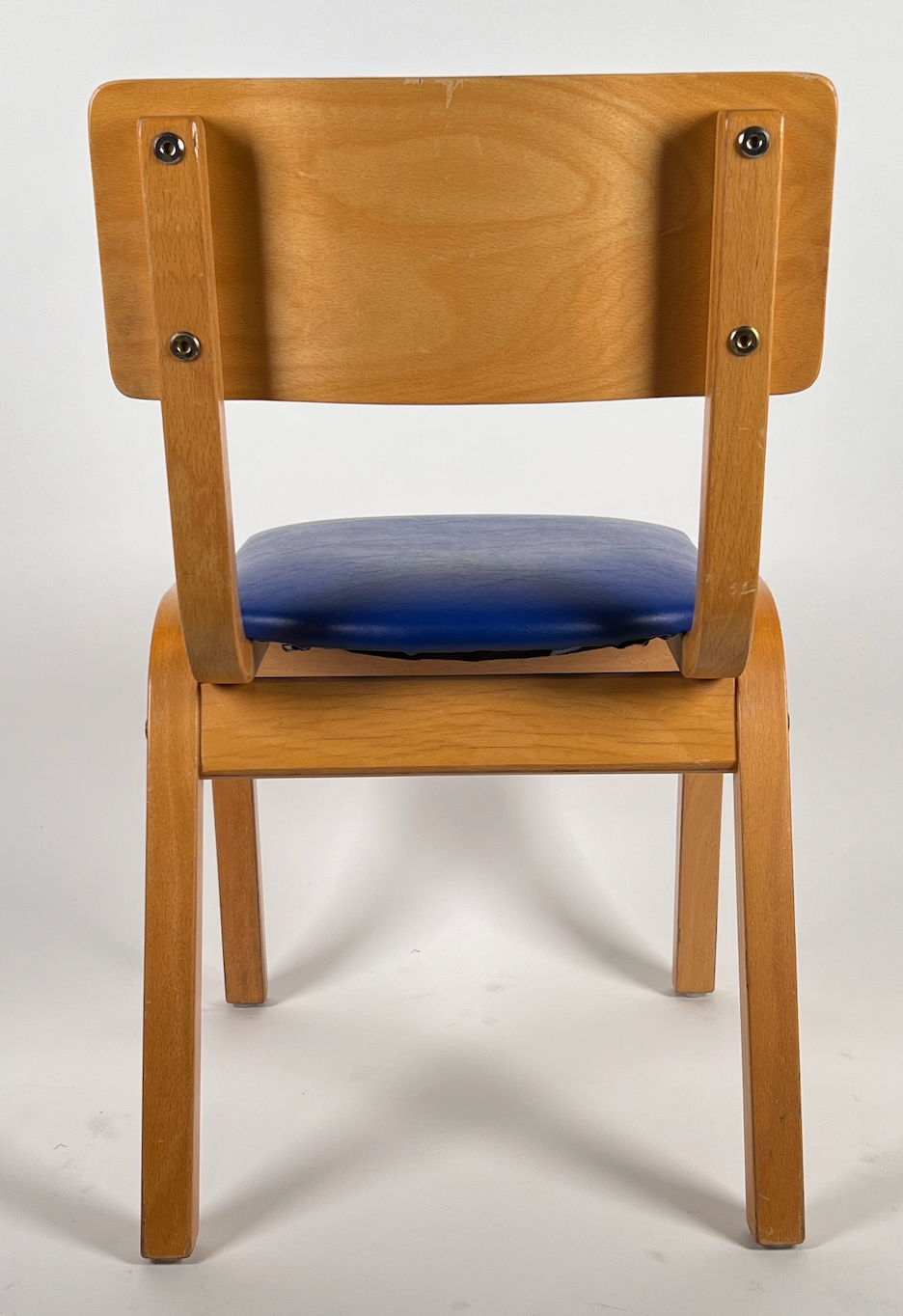 Vintage child chair with blue seat