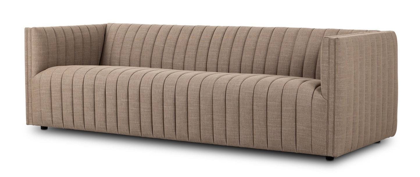 Augustine, taupe channeled sofa, 88w x 35d x 26.5h