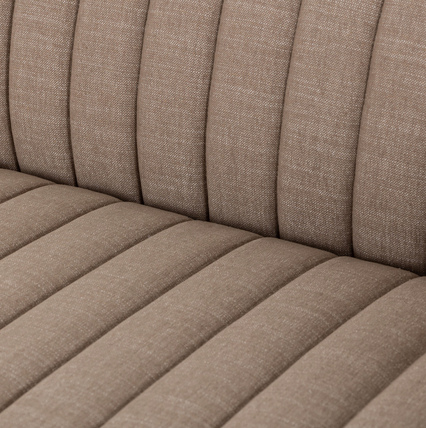 Augustine, taupe channeled sofa, 88w x 35d x 26.5h