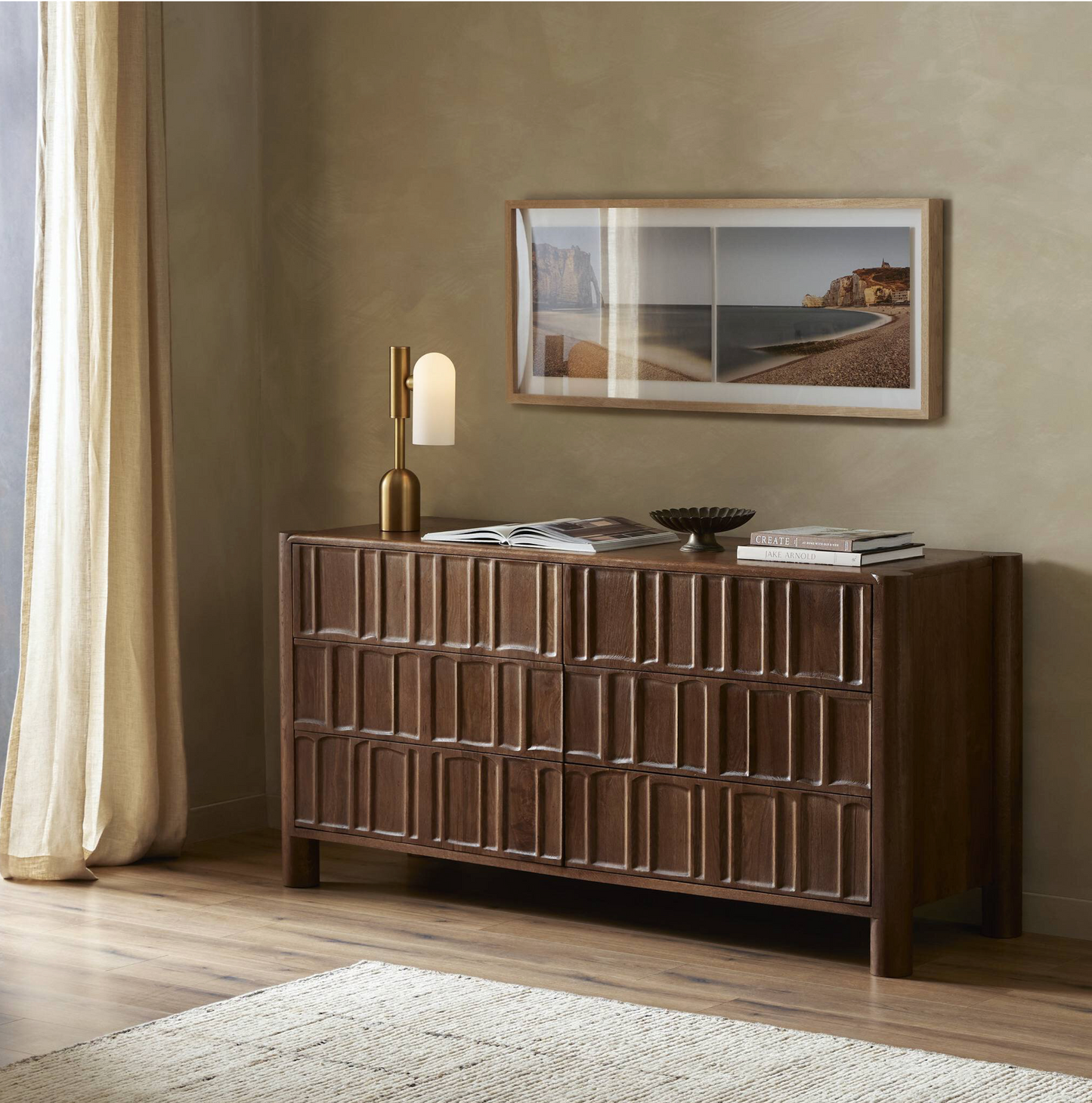 Ezri 6 drawer dresser, 70w x 22d x 33.75h