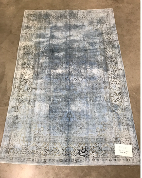6' x 9'3" over dyed silk, baby blue