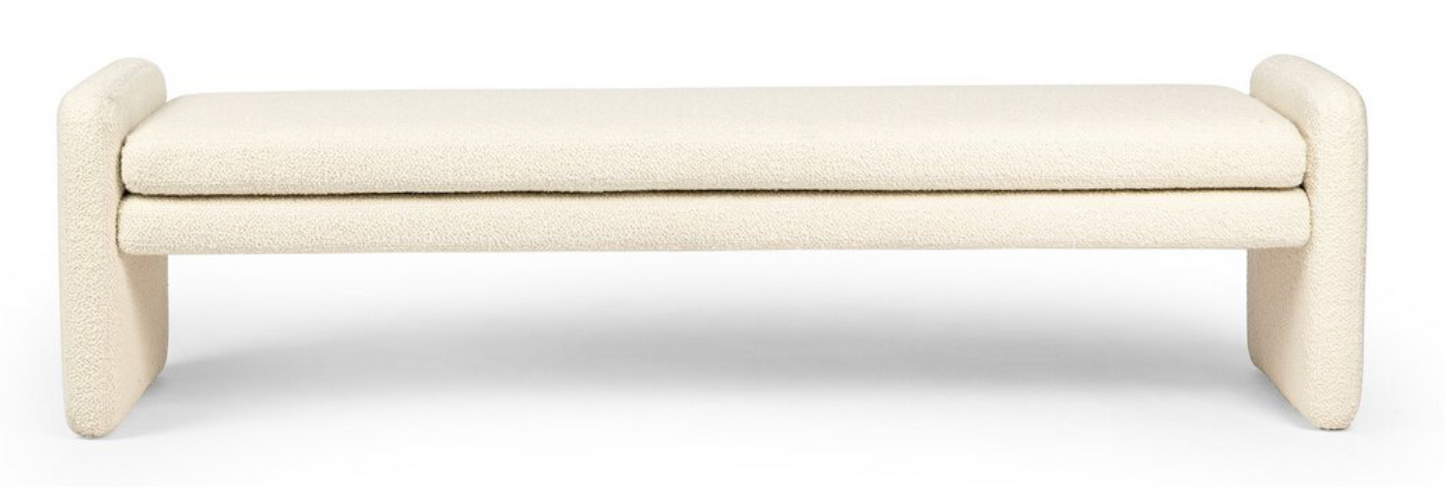 Serena cream boucle bench, 70w x 18d x 19h