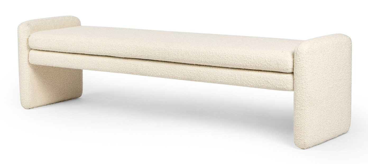 Serena cream boucle bench, 70w x 18d x 19h