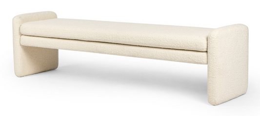 Serena cream boucle bench, 70w x 18d x 19h