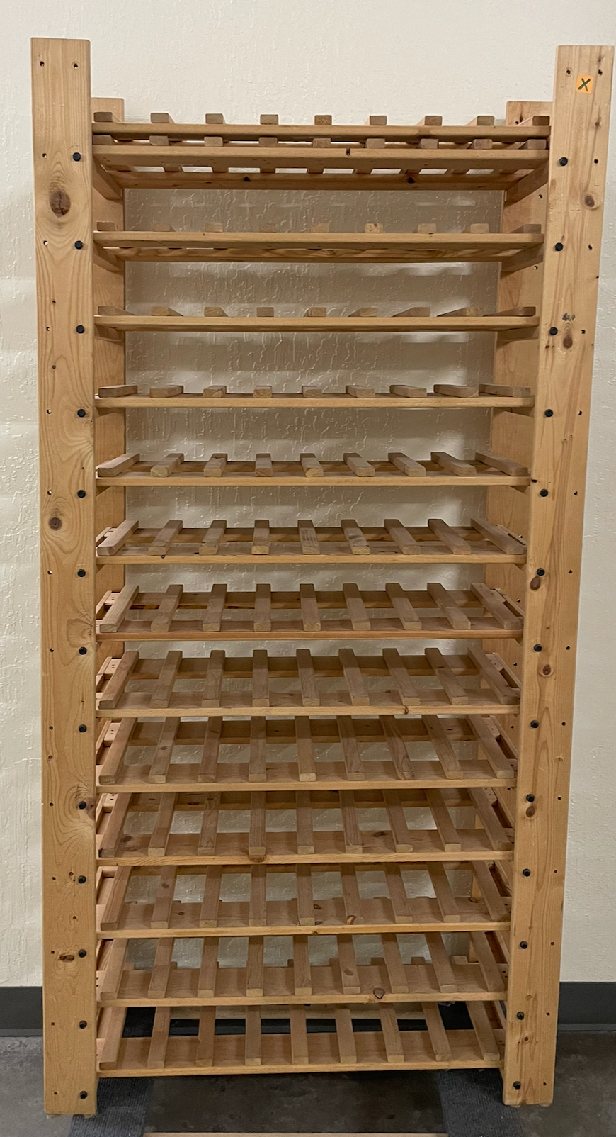 34.25w x 13d x 68.5h wood wine rack