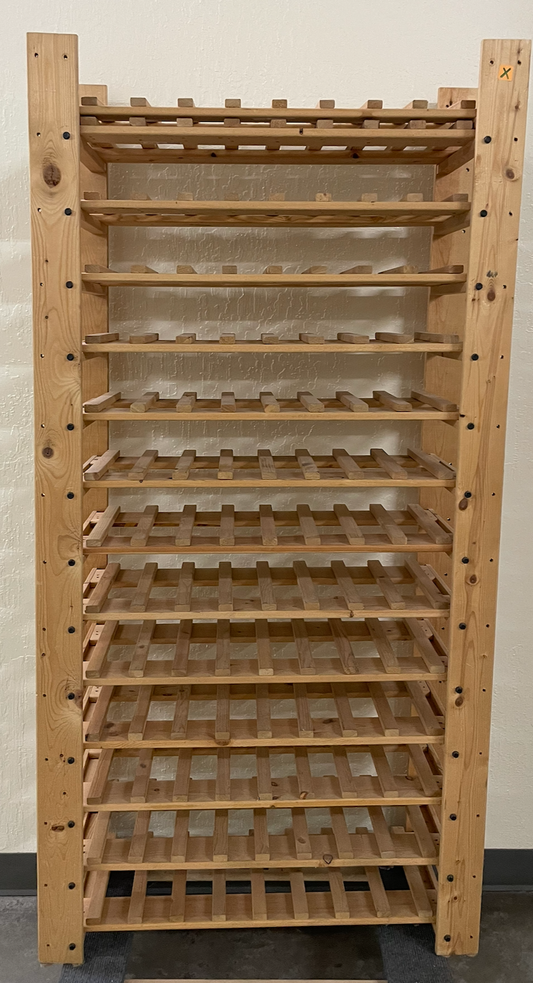 34.25w x 13d x 68.5h wood wine rack