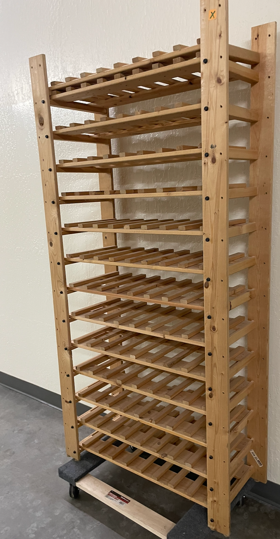 34.25w x 13d x 68.5h wood wine rack