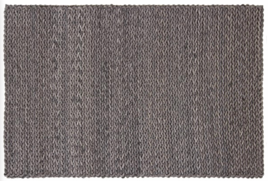 8'10" x 12, Charcoal felted 7 braided rug