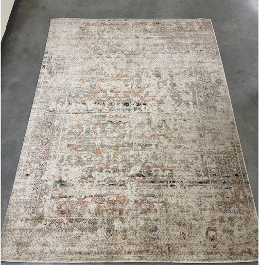 9'6"x12'6" Javari, Ivory / granite, distressed look