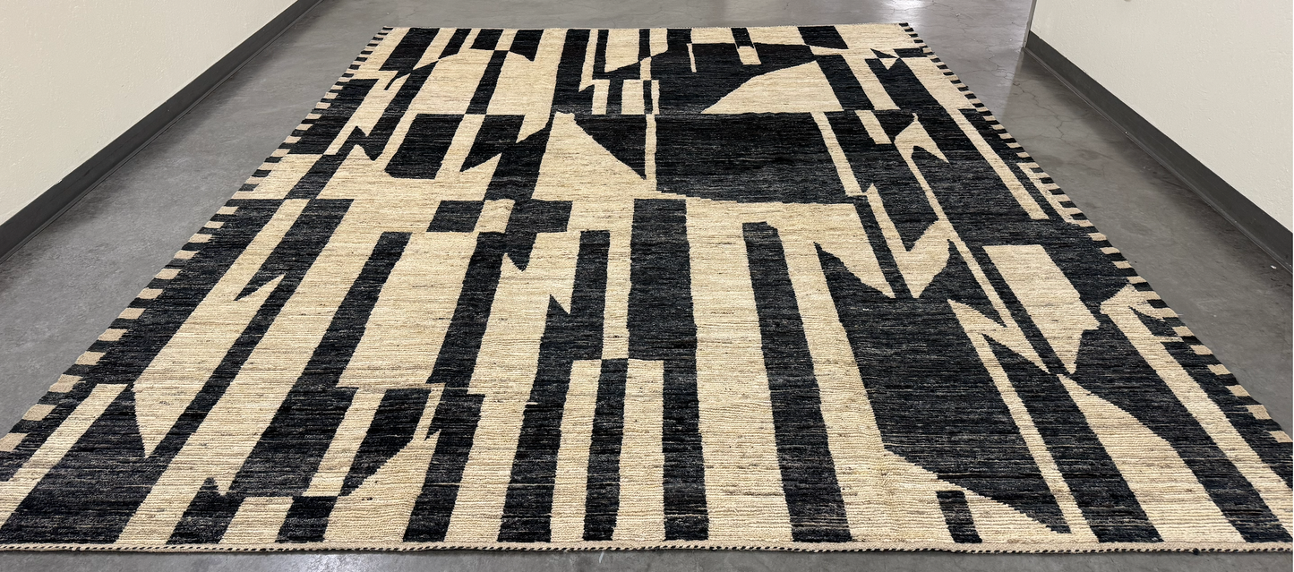10'6" x 13'9" Murat, cream and black, Moroccan