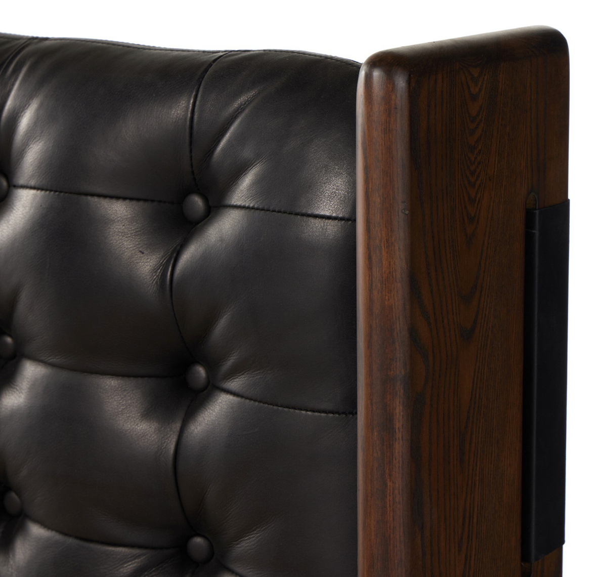 Halston, black leather, Queen, 64"w x 90"d