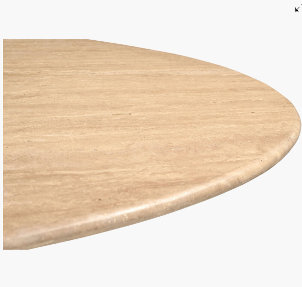 Travertine top, brass base, ANAT-006 Dining Table, 30"H x 71"W x 36"D