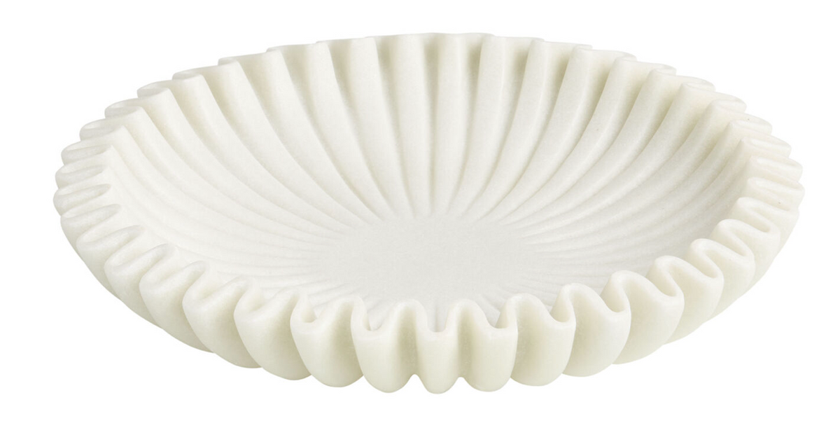 White faux marble accordion bowl