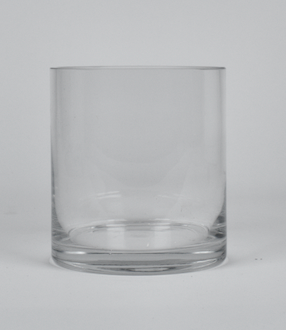 Clear glass short round vase