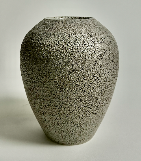 Tan textured ceramic vase