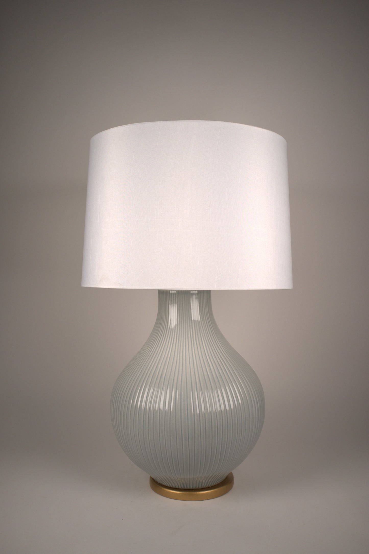 Pale blue ceramic table lamp