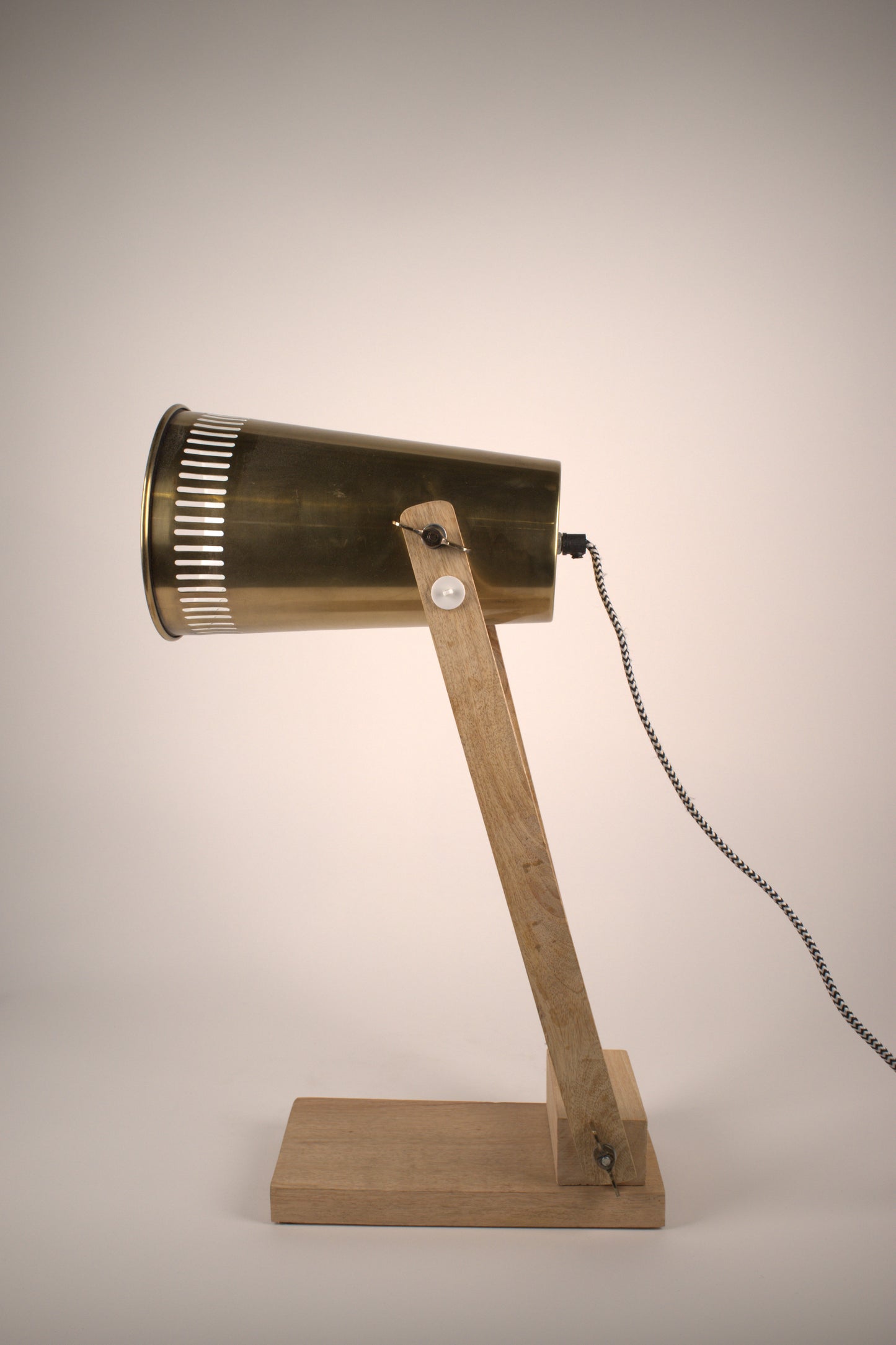 Brass & wood desk lamp