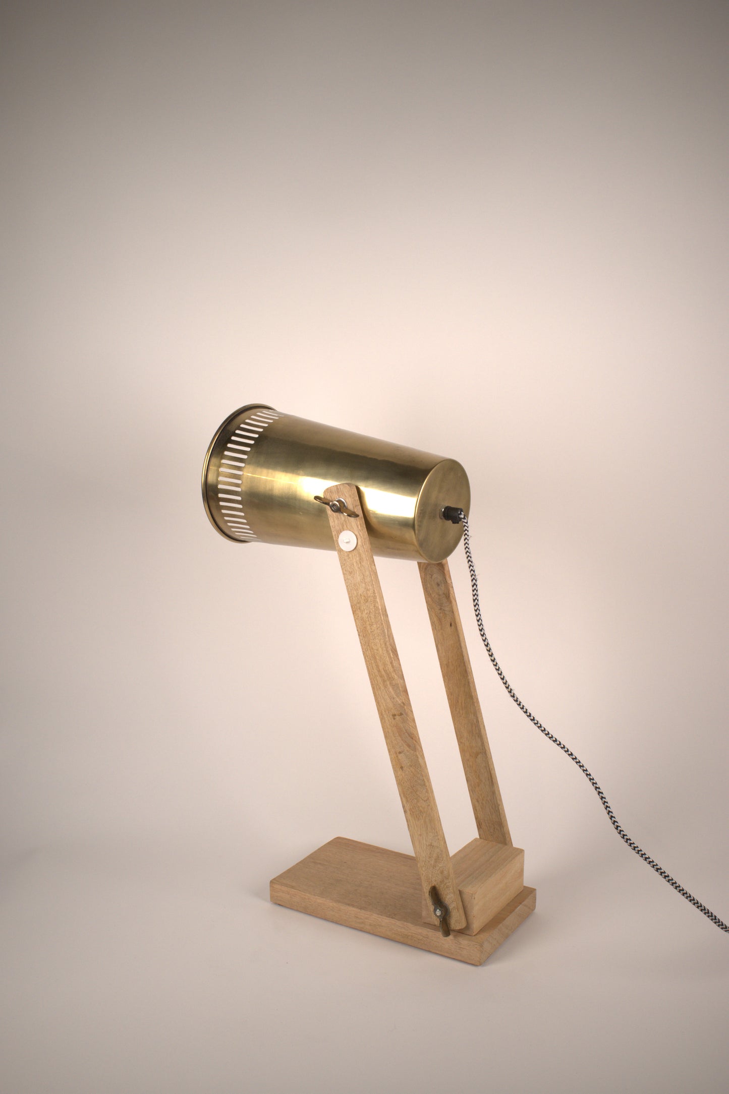 Brass & wood desk lamp