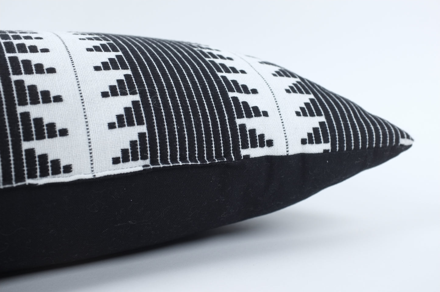 Black and White Striped Geo Lumbar Pillow