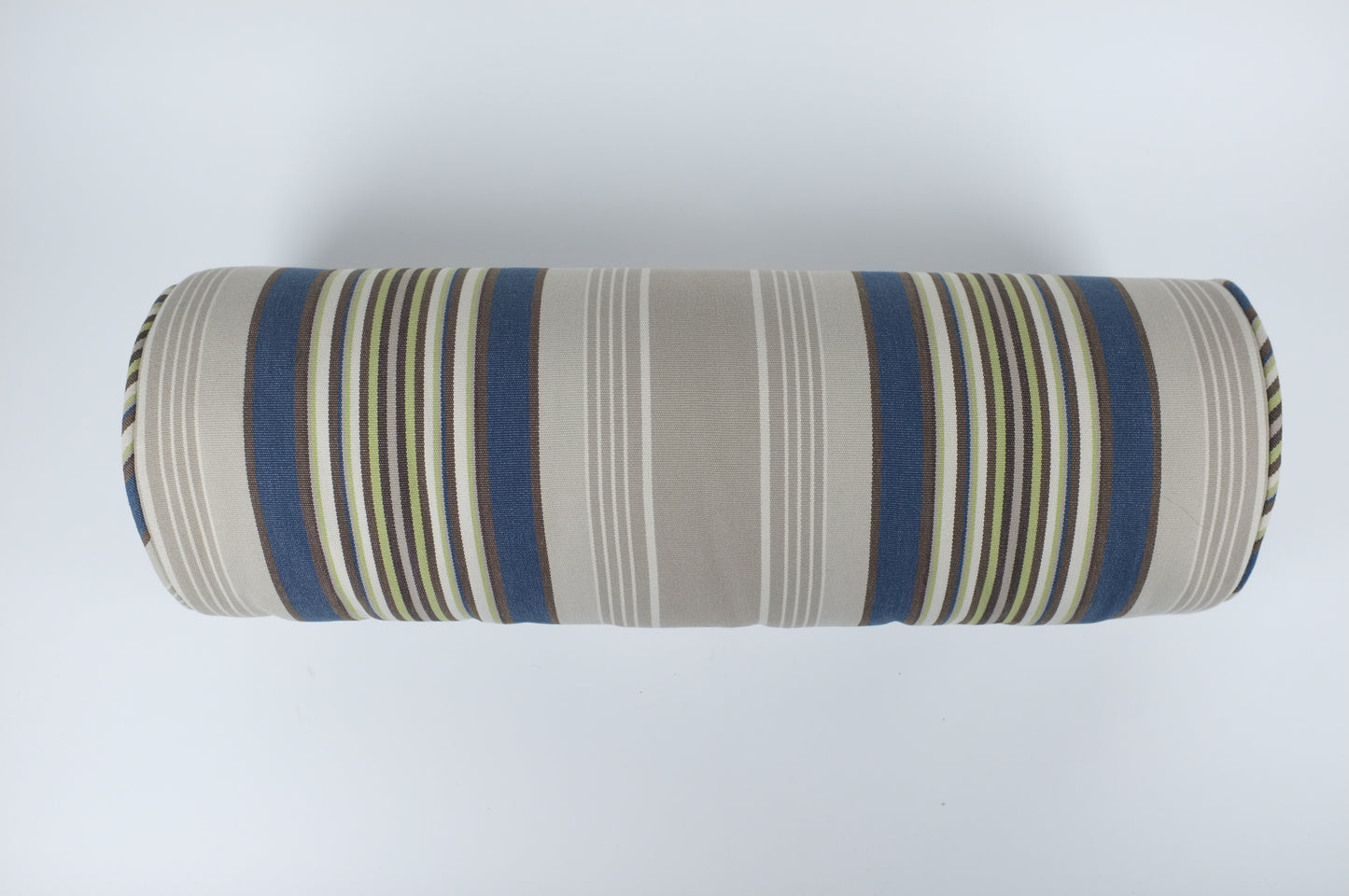 Khaki, Navy, & Green Striped Round Lumbar Pillow