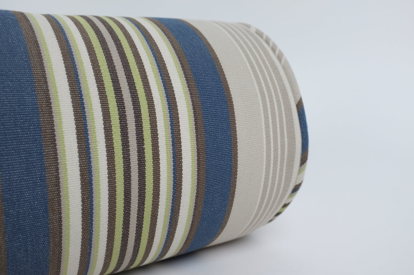 Khaki, Navy, & Green Striped Round Lumbar Pillow