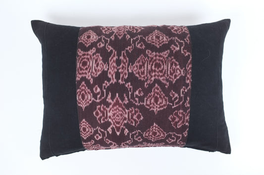 Black with Pink Patterned Center Band Lumbar Pillow