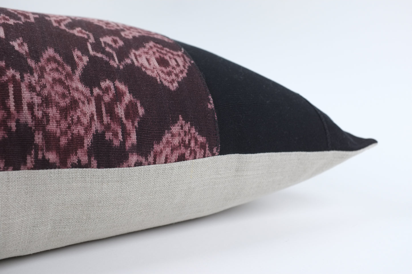 Black with Pink Patterned Center Band Lumbar Pillow