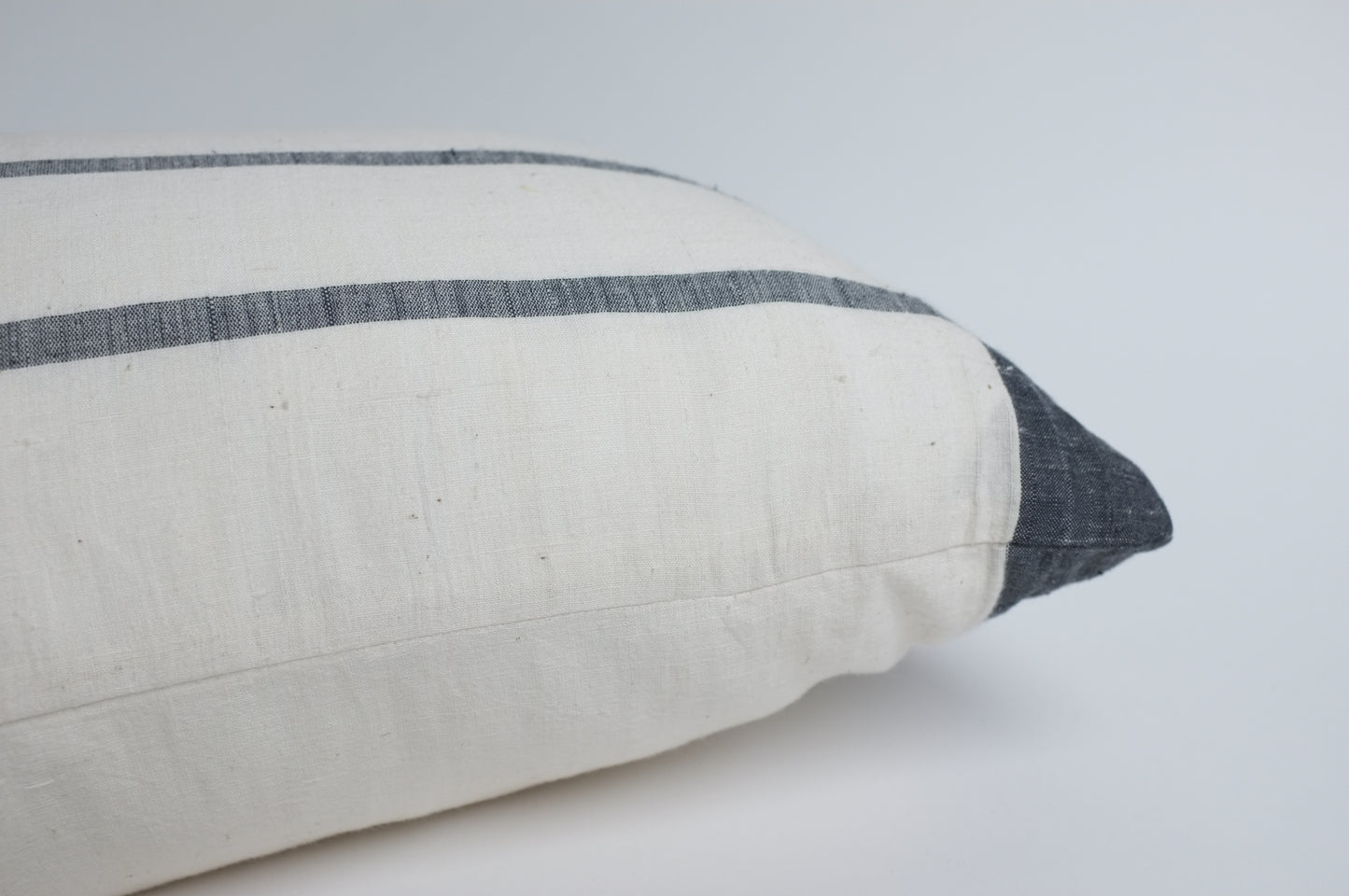 White with Navy Stripes and Ties Lumbar Pillow