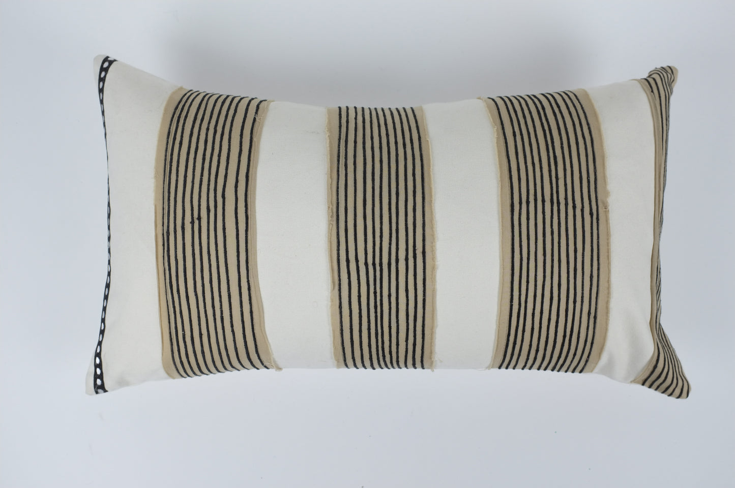 White with Sand and Black Stripe Lumbar Pillow